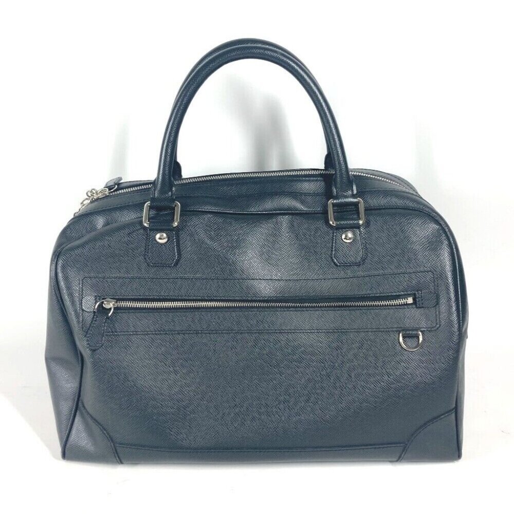 LOUIS VUITTON Taiga Stanislav Travel Bag Hand Bag Taiga Leather Black - Picture 1 of 16